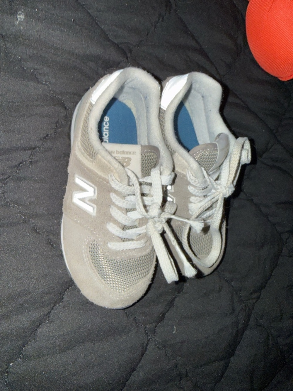 New Balance Kids Taupe Suede & Mesh Sneakers